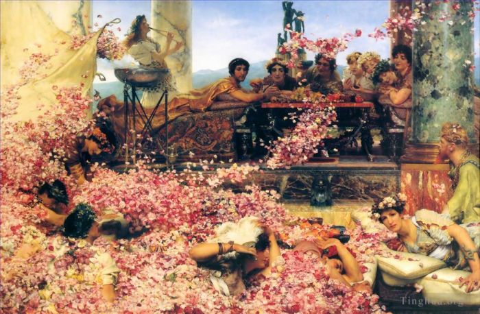 劳伦斯·阿尔玛·塔德玛 的油画作品 -  《赫利奥加巴鲁斯的玫瑰》