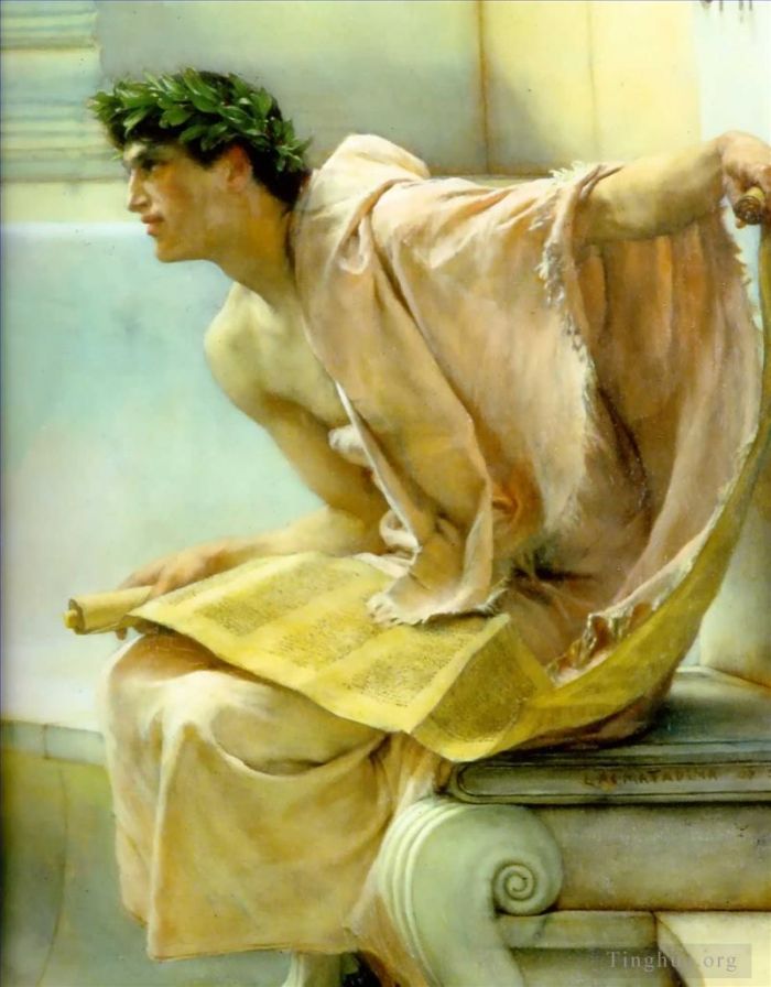 劳伦斯·阿尔玛·塔德玛 的油画作品 -  《阅读荷马细节》