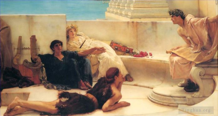 劳伦斯·阿尔玛·塔德玛 的油画作品 -  《阅读荷马史诗》