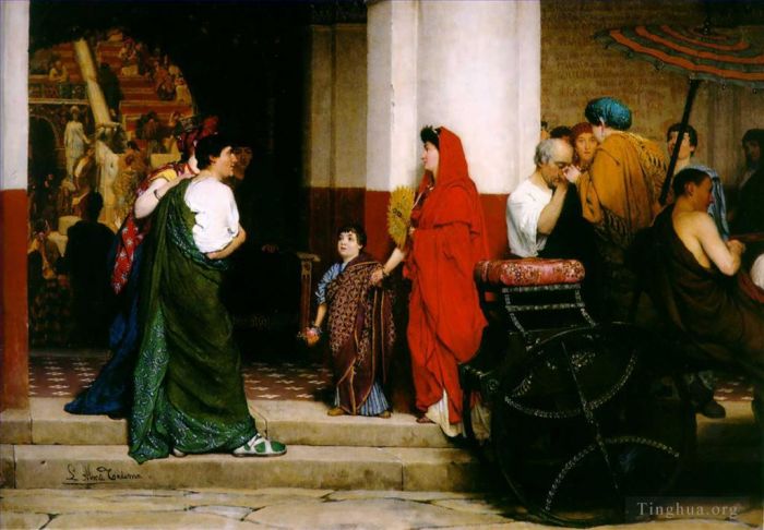 劳伦斯·阿尔玛·塔德玛 的油画作品 -  《罗马剧院的入口》