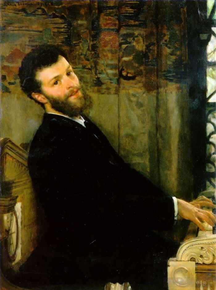 劳伦斯·阿尔玛·塔德玛 的油画作品 -  《歌手乔治·亨舍尔的肖像》