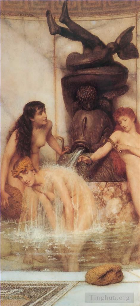 劳伦斯·阿尔玛·塔德玛 的油画作品 -  《史特里吉尔和海绵》