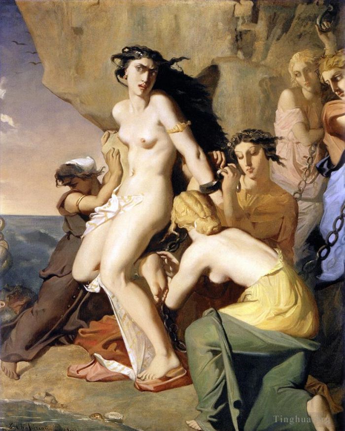 提奥多尔·夏塞留 的油画作品 -  《仙女座被海女座锁在岩石上,1840》