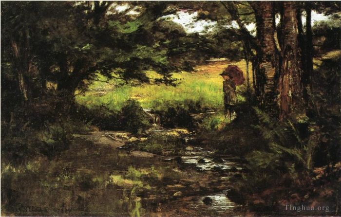 西奥多·克莱门特·斯蒂尔 的油画作品 -  《树林中的布鲁克》