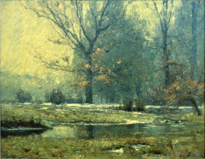 西奥多·克莱门特·斯蒂尔 的油画作品 -  《冬天的小溪》