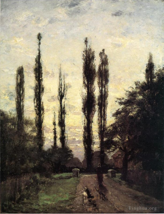 西奥多·克莱门特·斯蒂尔 的油画作品 -  《傍晚的白杨》