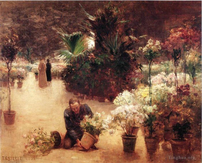 西奥多·克莱门特·斯蒂尔 的油画作品 -  《花市》