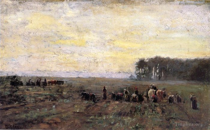 西奥多·克莱门特·斯蒂尔 的油画作品 -  《割草场景》