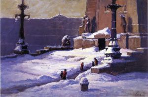 艺术家西奥多·克莱门特·斯蒂尔作品《雪中的纪念碑》