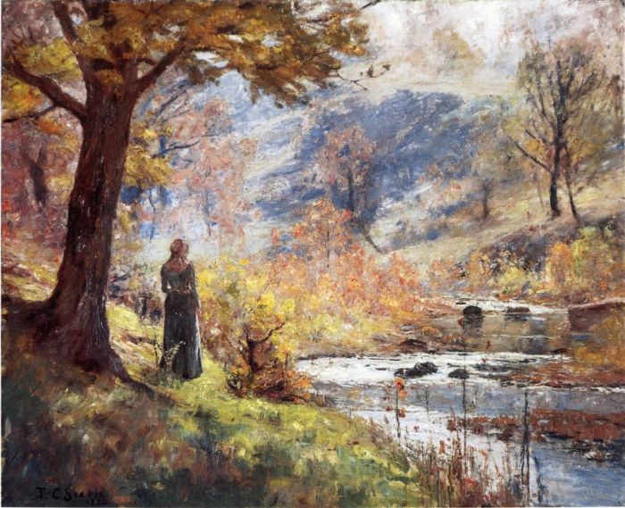 西奥多·克莱门特·斯蒂尔 的油画作品 -  《清晨的溪边》