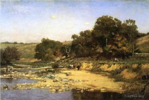 艺术家西奥多·克莱门特·斯蒂尔作品《在马斯卡塔克河上》