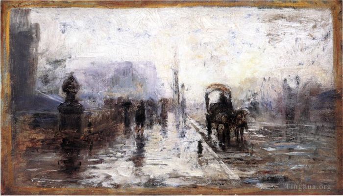 西奥多·克莱门特·斯蒂尔 的油画作品 -  《马车街景》