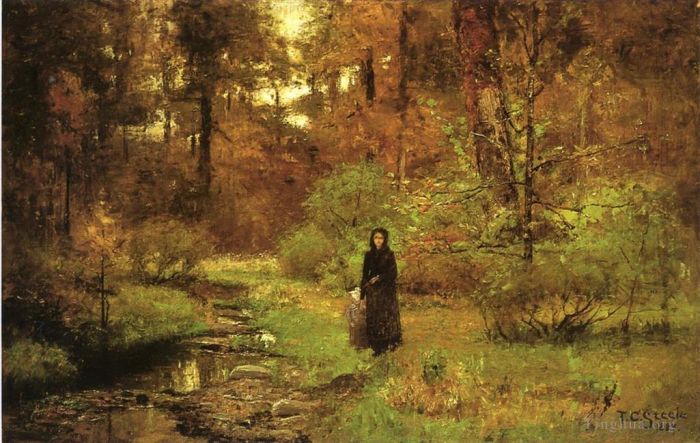 西奥多·克莱门特·斯蒂尔 的油画作品 -  《树林中的小溪》