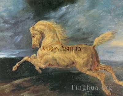 杰利柯·西奥多 的油画作品 -  《马被闪电惊吓,ARX》