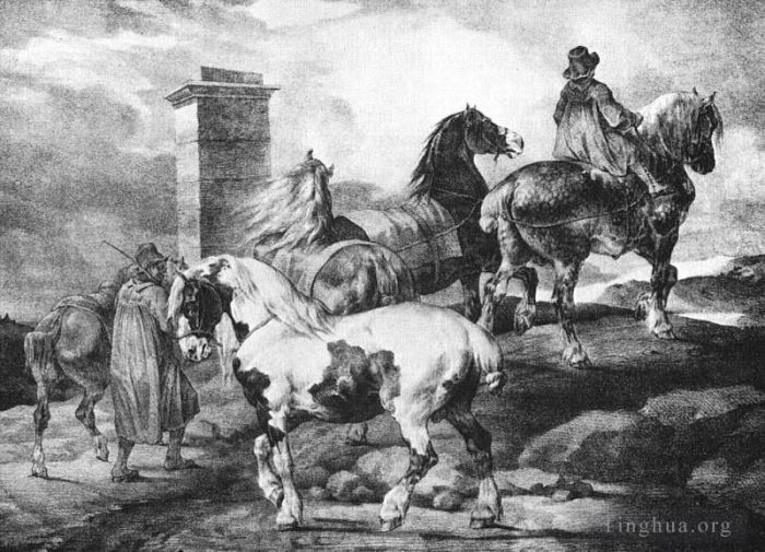 杰利柯·西奥多 的各类绘画作品 -  《马匹》