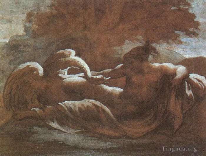 杰利柯·西奥多 的各类绘画作品 -  《勒达和天鹅》