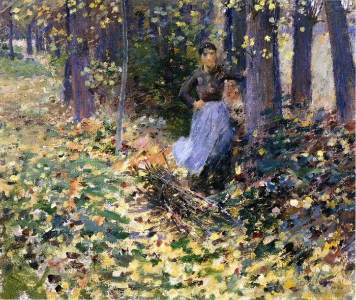 西奥多·罗宾逊 的油画作品 -  《秋天的阳光》