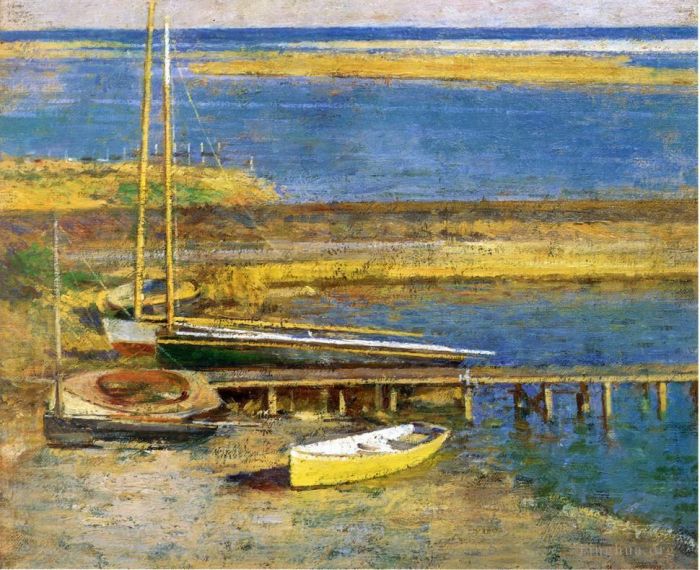 西奥多·罗宾逊 的油画作品 -  《登陆艇上的船只》