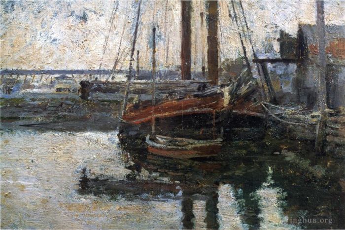 西奥多·罗宾逊 的油画作品 -  《煤炭纵帆船卸货船》
