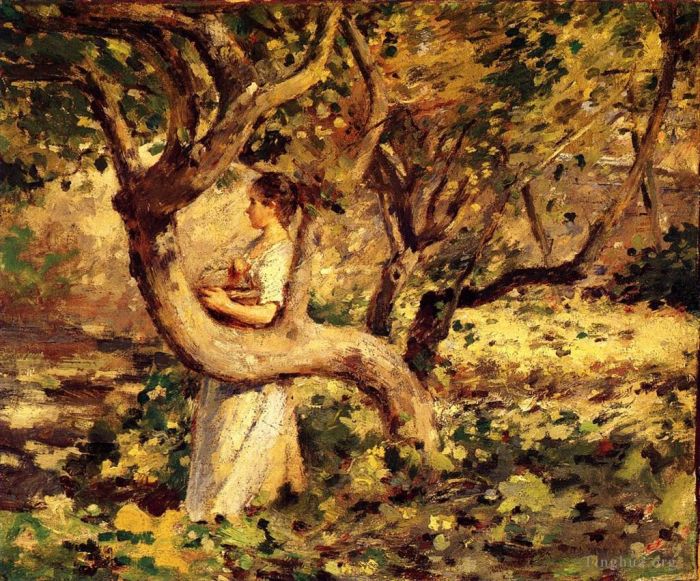 西奥多·罗宾逊 的油画作品 -  《在花园里》