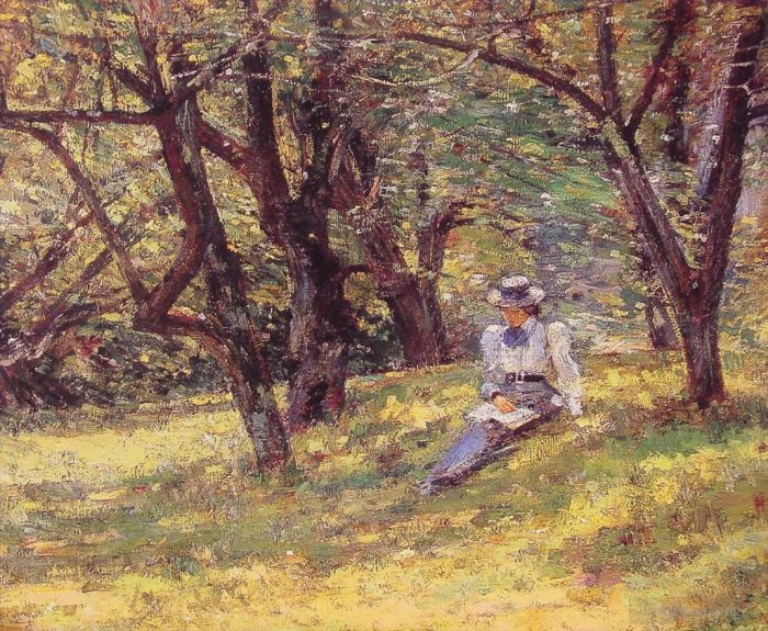 西奥多·罗宾逊 的油画作品 -  《在果园里》