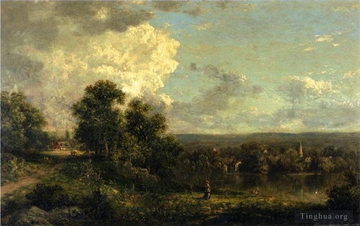 西奥多·罗宾逊 的油画作品 -  《康涅狄格州休萨托尼克河上》