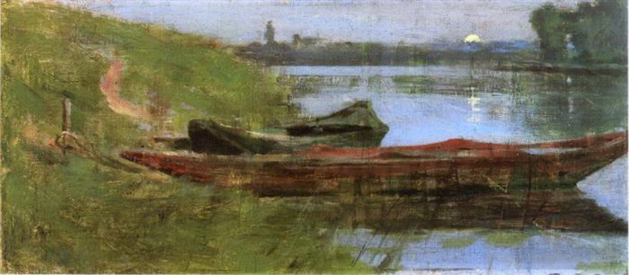 西奥多·罗宾逊 的油画作品 -  《两艘船船风景》