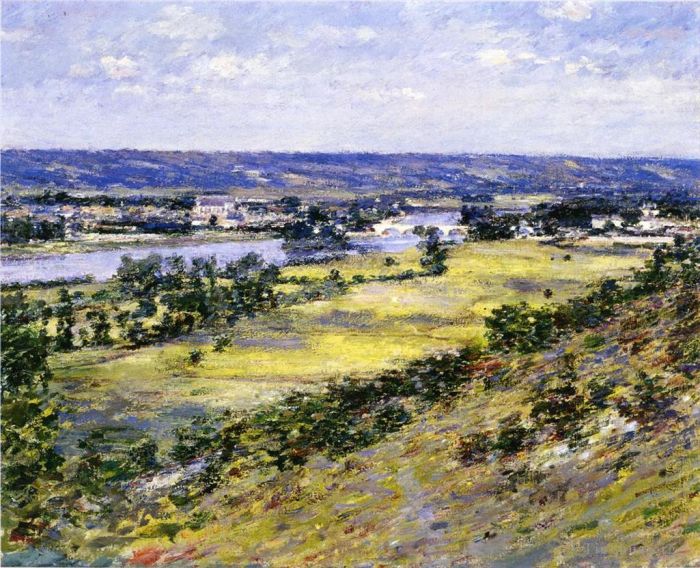 西奥多·罗宾逊 的油画作品 -  《从吉维尼高地看塞纳河谷》