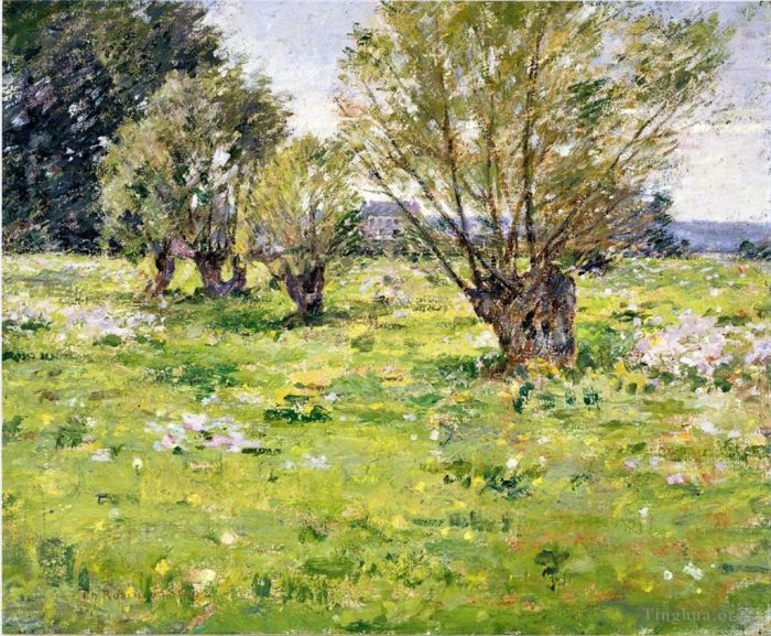 西奥多·罗宾逊 的油画作品 -  《柳树和野花2》