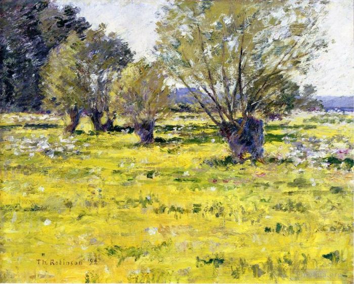 西奥多·罗宾逊 的油画作品 -  《柳树和野花》