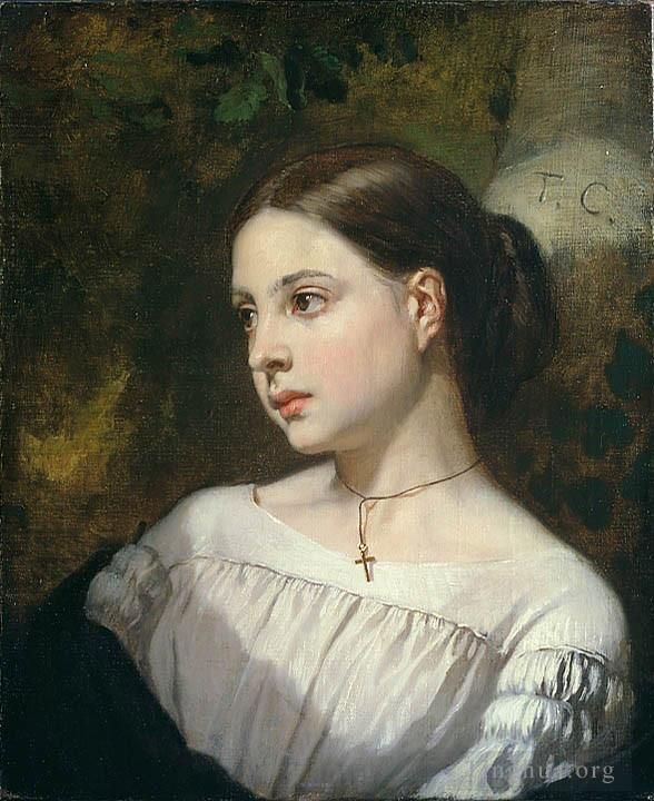 托马·库蒂尔 的油画作品 -  《一个女孩的肖像》