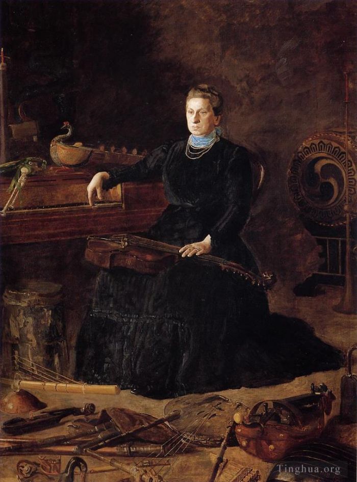 托马斯·伊肯斯 的油画作品 -  《过时的音乐又名莎拉·萨奇霍恩·弗里什穆斯的肖像》