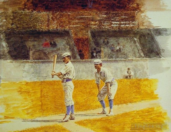 托马斯·伊肯斯 的油画作品 -  《棒球运动员练习》