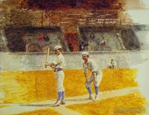 艺术家托马斯·伊肯斯作品《棒球运动员练习》