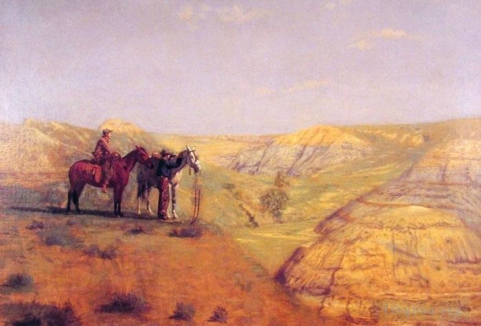 托马斯·伊肯斯 的油画作品 -  《荒芜之地的牛仔》