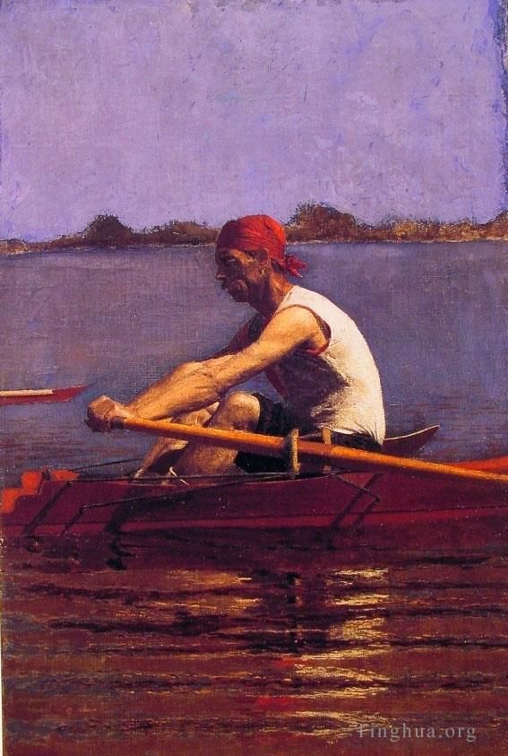 托马斯·伊肯斯 的油画作品 -  《约翰·比格林《单人双桨》》