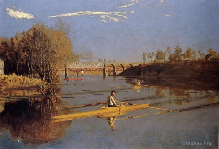 托马斯·伊肯斯 的油画作品 -  《马克斯·施密特在单人双桨中》