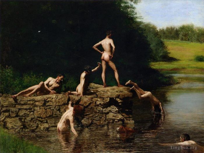 托马斯·伊肯斯 的油画作品 -  《游泳》