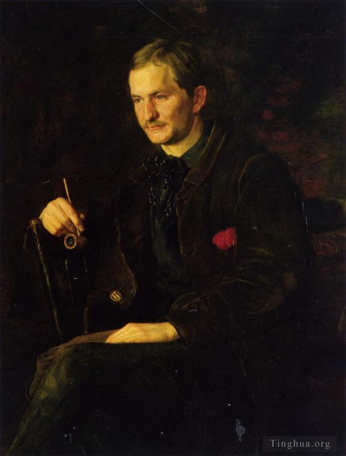 托马斯·伊肯斯 的油画作品 -  《艺术学生又名詹姆斯·赖特的肖像》