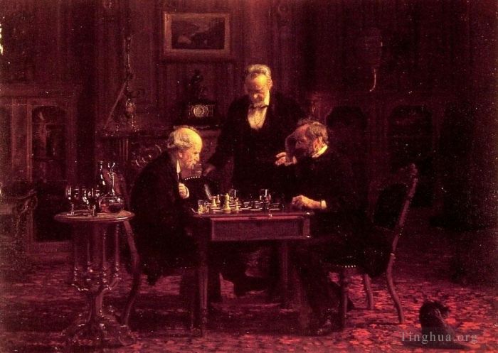 托马斯·伊肯斯 的油画作品 -  《国际象棋棋手》