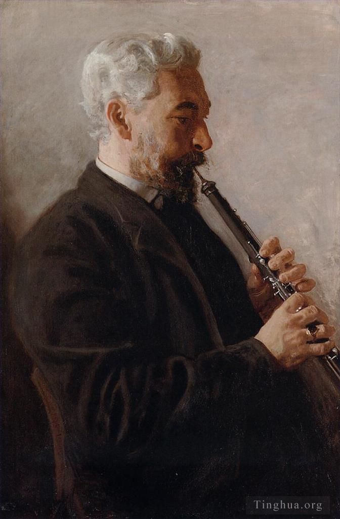 托马斯·伊肯斯 的油画作品 -  《双簧管演奏家又名本杰明的肖像》