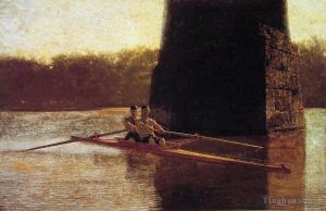 艺术家托马斯·伊肯斯作品《托马斯·埃金斯,(Thomas,Eakins),的双桨贝壳现实主义船》