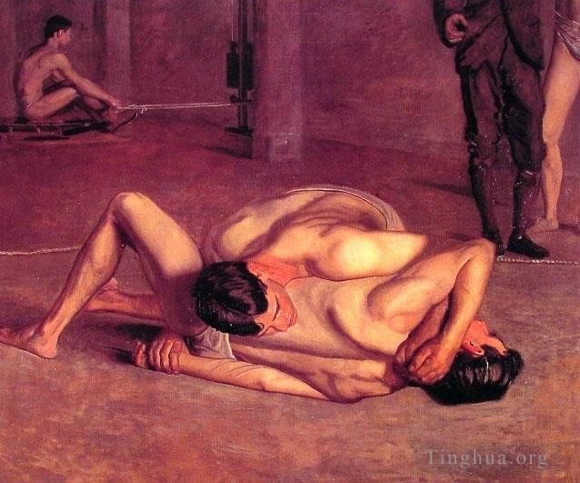 托马斯·伊肯斯 的油画作品 -  《摔跤手》