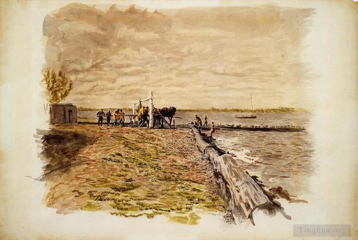 托马斯·伊肯斯 的各类绘画作品 -  《绘制塞纳河》