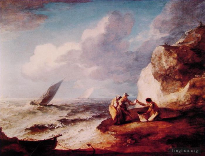 托马斯·庚斯博罗 的油画作品 -  《岩石海岸风光》