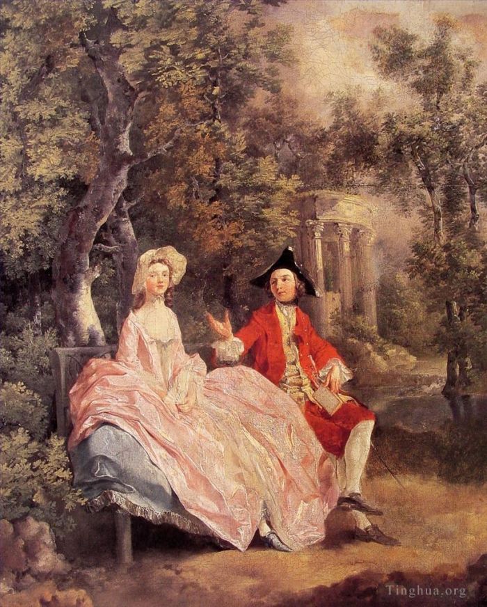 托马斯·庚斯博罗 的油画作品 -  《公园里的谈话》