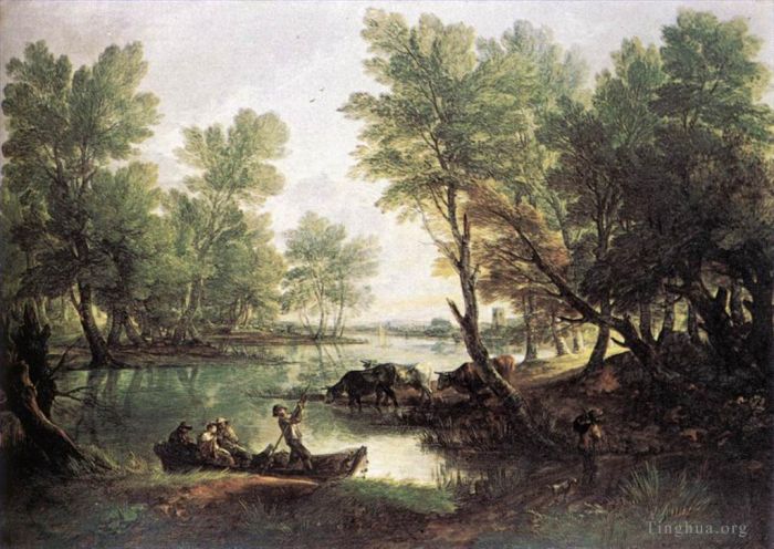 托马斯·庚斯博罗 的油画作品 -  《河流景观》