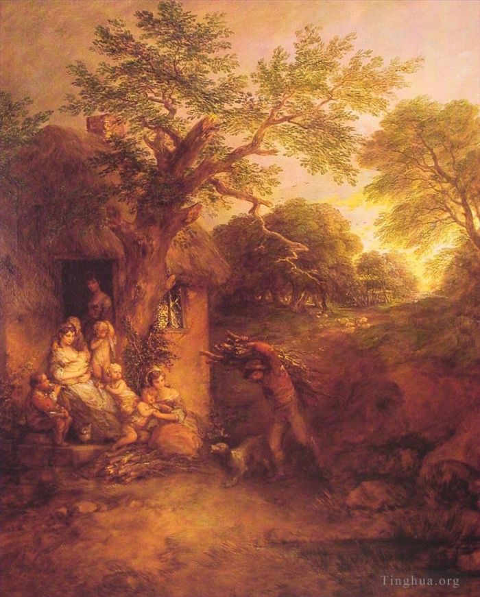托马斯·庚斯博罗 的油画作品 -  《樵夫归来风景》
