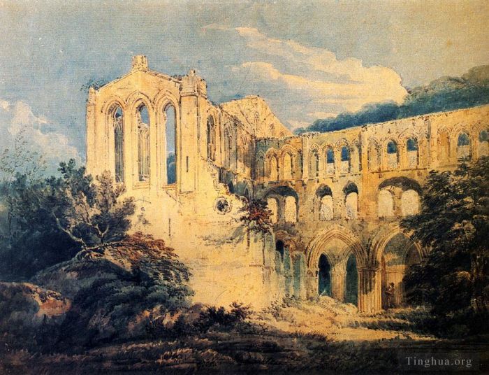 托马斯·吉尔丁 的各类绘画作品 -  《约克郡里沃克斯修道院》