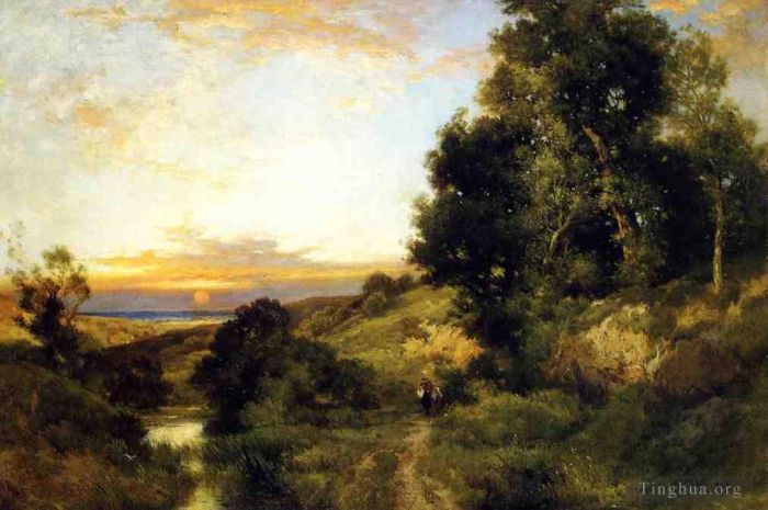 托马斯·莫兰 的油画作品 -  《夏日的一个傍晚》